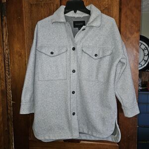 Banana Republic Heather Grey Shacket Petite Small SP Structured Shirt Jacket